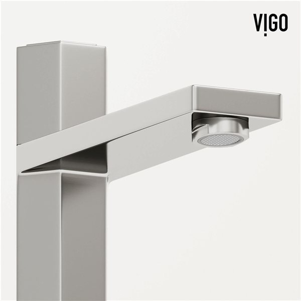 Lavabo-vasque gris Nova VIGO 14 l. x 23 po p. en pierre Concreto rectangle avec robinet/bonde Nova en nickel brossé