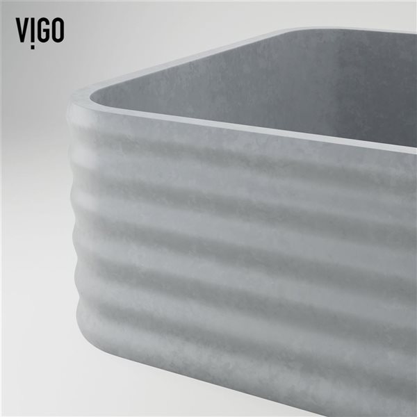 Lavabo-vasque gris Cadman VIGO 13 l. x 18 po p. en pierre Concreto rectangle à robinet/bonde Lexington en nickel brossé