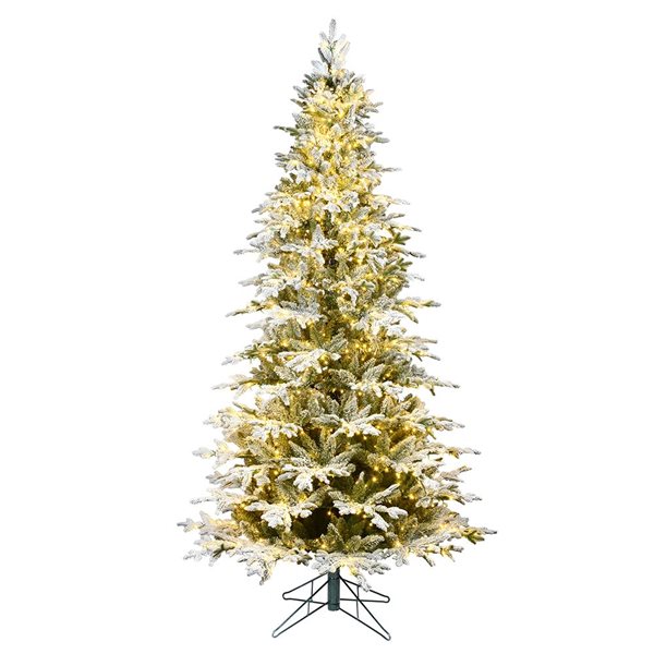 Vickerman 10-ft x 63-in Flocked Kamas Fir Full Artificial Christmas Tree w/ 2200 Warm White LED Lights