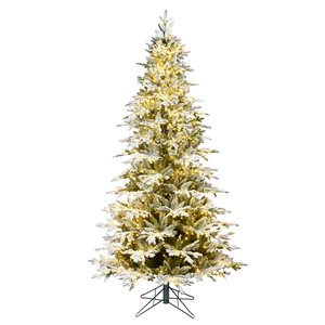 Vickerman 10-ft x 63-in Flocked Kamas Fir Full Artificial Christmas Tree w/ 2200 Warm White LED Lights