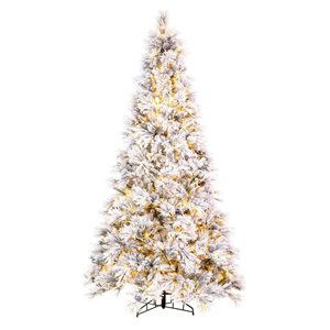 Vickerman 10-ft x 61-in Flocked Atka Pine Full Artificial Christmas Tree w/ 1700 Colour-Changing LED Lights