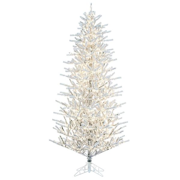 Vickerman 10-ft x 59-in Flocked Pistol Pine Slim Artificial Christmas Tree w/ 2500 Warm White LED Lights