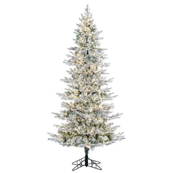 Vickerman 10-ft x 58-in Flocked Kiana Pine Slim Artificial Christmas Tree w/ 2300 Colour-Changing LED Lights