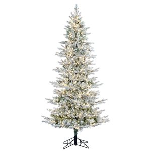 Vickerman 10-ft x 58-in Flocked Kiana Pine Slim Artificial Christmas Tree w/ 2300 Colour-Changing LED Lights