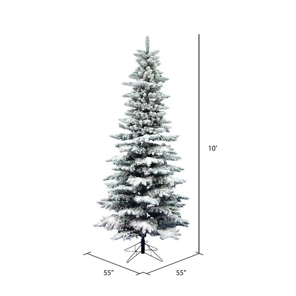 Vickerman 10-ft x 55-in Flocked Utica Fir Slim Unlit Artificial Christmas Tree w/ 1743 PVC Tips