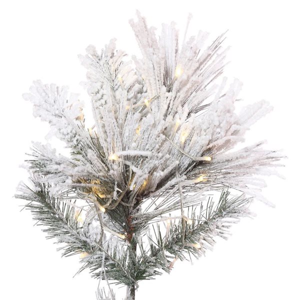 Vickerman 10-ft x 63-in Flocked Atka Pine Slim Artificial Christmas Tree w/ 1700 Warm White LED lights and 1565 Tips