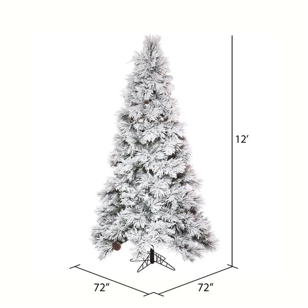 Vickerman 12-ft x 72-in Flocked Atka Pine Slim Unlit Artificial Christmas Tree w/ 2500 PVC Tips