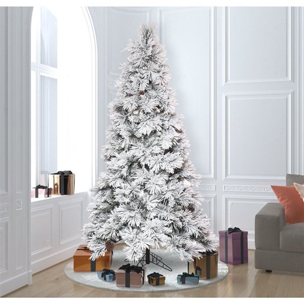 Vickerman 12-ft x 72-in Flocked Atka Pine Slim Unlit Artificial Christmas Tree w/ 2500 PVC Tips