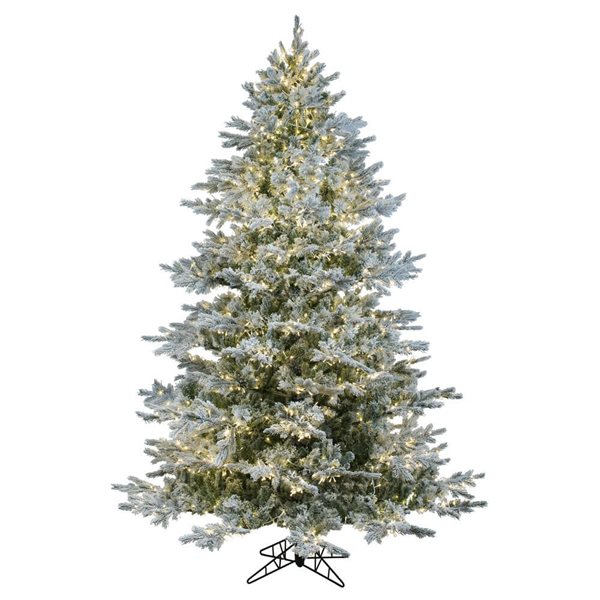 Vickerman 12-ft x 84-in Flocked Kiana Pine Full Artificial Christmas Tree w/ 3600 Warm White LED Lights and 7377 Tips