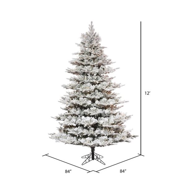 Vickerman 12-ft x 84-in Flocked Kiana Pine Full Artificial Christmas Tree w/ 3600 Warm White LED Lights and 7377 Tips