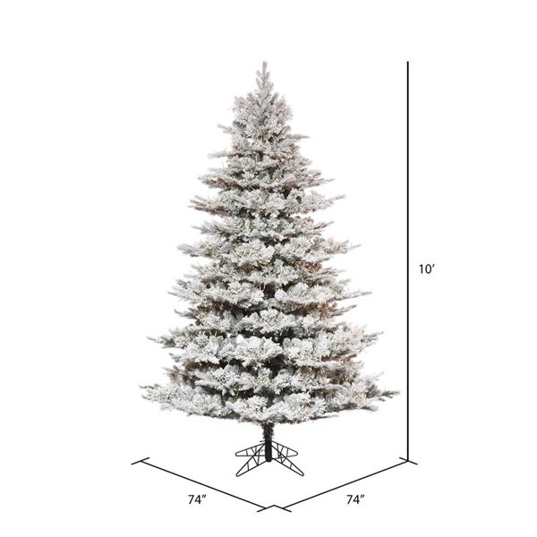 Vickerman 10-ft x 74-in Flocked Kiana Pine Full Christmas Tree w/ 2800 Warm White LED Lights and 4801 Tips