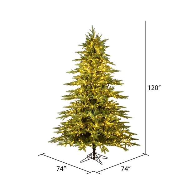 Vickerman 10-ft x 74-in Kamas Fraser Fir Full Artificial Christmas Tree w/ 2700 Warm White LED Lights - 7463 Tips