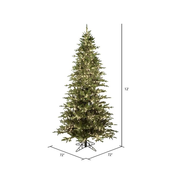 Vickerman 12-ft x 72-in Kamas Fraser Fir Full Artificial Christmas Tree w/ 2950 Warm White LED Lights and 6102 Tips