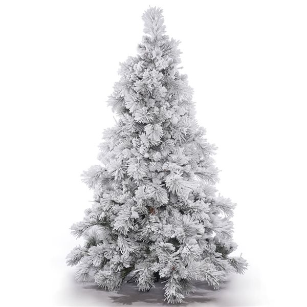 Vickerman 12-ft x 94-in Flocked Alberta Pine Full Unlit Artificial Christmas Tree w/ 3328 PVI Tips and 197 Pine Cones