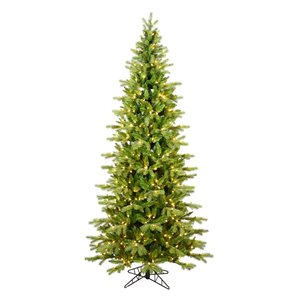 Vickerman 12-ft x 65-in Balsam Spruce Slim Artifial Christmas Tree w/ 2850 Warm White LED Lights - 4160 Tips