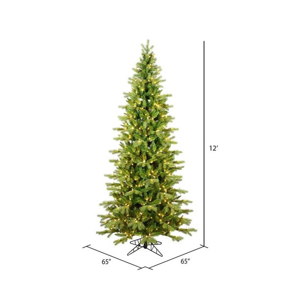 Vickerman 12-ft x 65-in Balsam Spruce Slim Artifial Christmas Tree w/ 2850 Warm White LED Lights - 4160 Tips