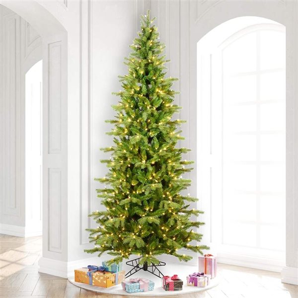 Vickerman 12-ft x 65-in Balsam Spruce Slim Artifial Christmas Tree w/ 2850 Warm White LED Lights - 4160 Tips