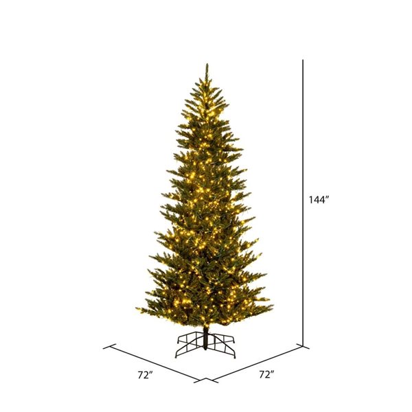 Vickerman 12-ft x 72-in Natural Fraser Fir Slim Artificial Christmas Tree w/ 4000 Colour-Changing LED Lights