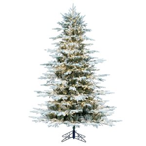 Vickerman 10-ft x 74-in Flocked Kamas Fir Full Artificial Christmas Tree w/ 2700 Warm White LED Lights