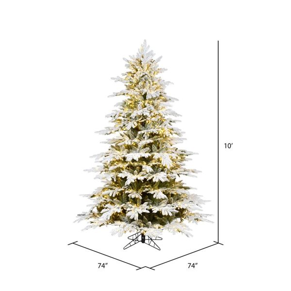 Vickerman 10-ft x 74-in Flocked Kamas Fir Full Artificial Christmas Tree w/ 2700 Warm White LED Lights