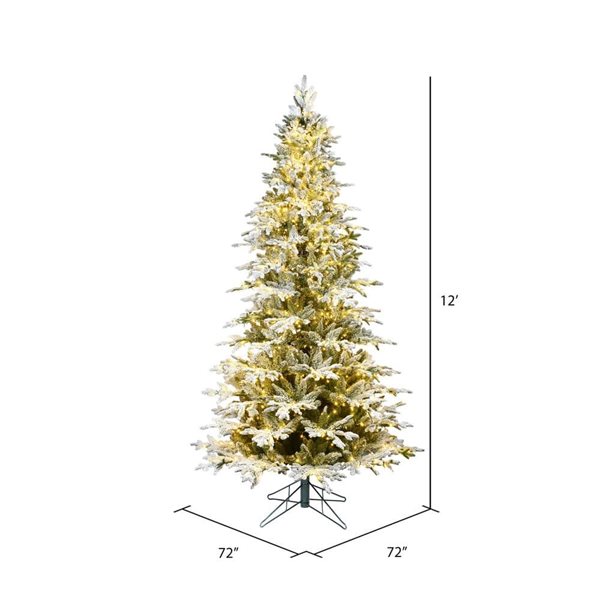 Vickerman 12-ft x 72-in Flocked Kamas Fir Full Artificial Christmas Tree w/ 2950 Warm White LED Lights