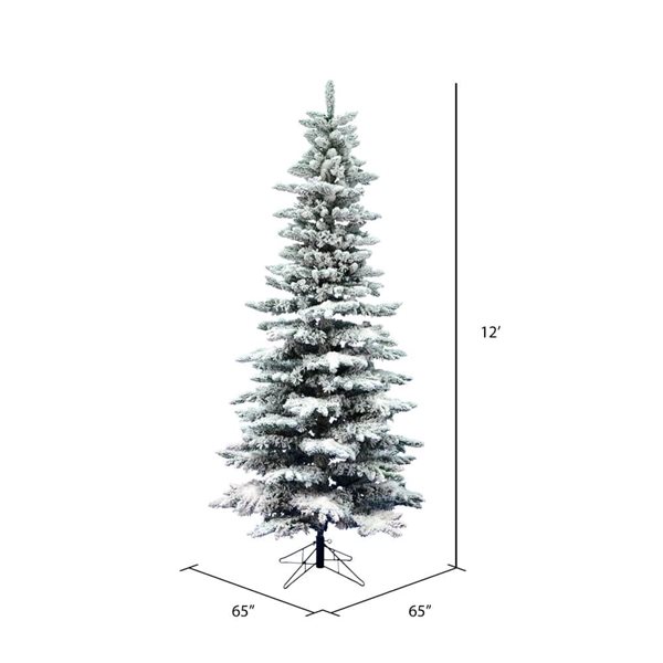 Vickerman 12-ft x 65-in Flocked Utica Fir Slim Unlit Artificial Christmas Tree w/ 1743 PVC Tips