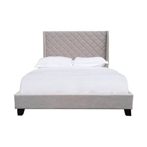 HomeTrend Briar Beige King Upholstered Platform Bed w/ Headboard