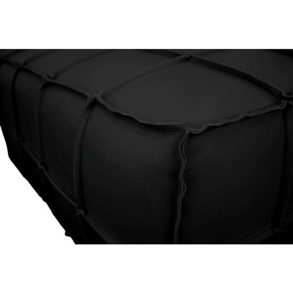 HomeTrend Bahia Square 35-in W Black Leather Ottoman