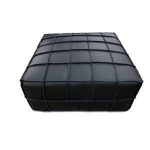 Pouf Bahia HomeTrend carré 35 po l. noir en cuir véritable