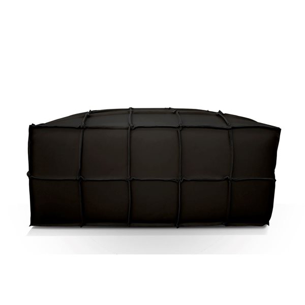 HomeTrend Bahia Square 35-in W Black Leather Ottoman