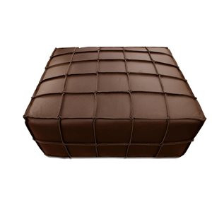 HomeTrend Bahia Square 35-in W Chocolate Brown Leather Ottoman