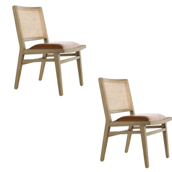 Ensemble de 2 chaises Farrah TAKE ME HOME naturel contemporain rembourré en cannage et faux cuir