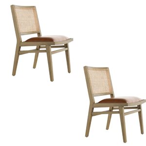 TAKE ME HOME Farrah Set of 2 Contemporary Upholstered Faux Leather Cane Dining Chairs