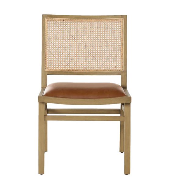 Ensemble de 2 chaises Farrah TAKE ME HOME naturel contemporain rembourré en cannage et faux cuir