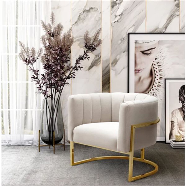 Fauteuil d'appoint TAKE ME HOME moderne blanc en lin