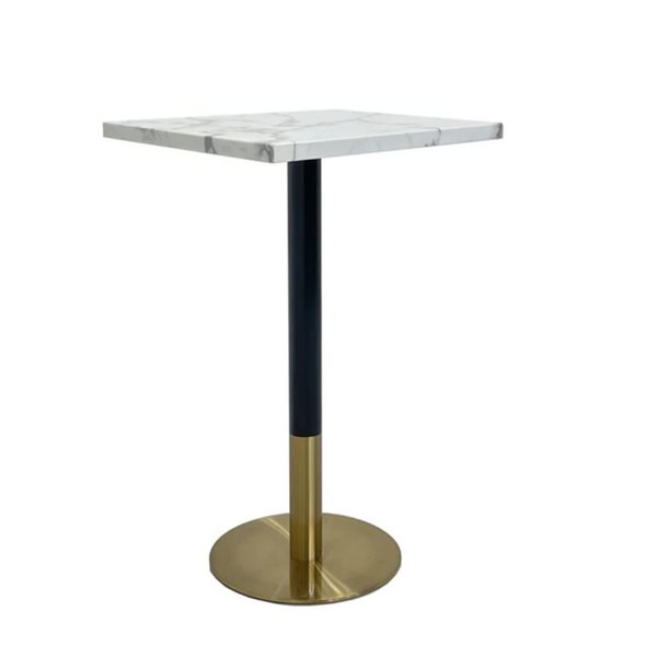 Table de bar carrée Alza TAKE ME HOME 30 h. x 24 po l. fixe en marbre synthétique blanc