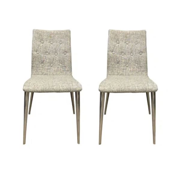 TAKE ME HOME Palamara Set of 2 Contemporary Upholstered White Dining Chairs