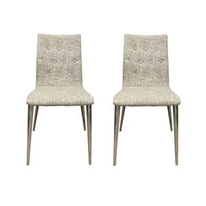 TAKE ME HOME Palamara Set of 2 Contemporary Upholstered White Dining Chairs