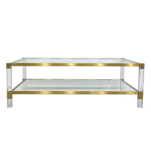 Table basse Ocea TAKE ME HOME 29 p. x 17 h. x 50 po l. dessus en verre et cadre or