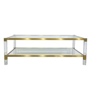 TAKE ME HOME Ocea Glass Top Rectangular 29 D x 17 H x 50-in W Gold Coffee Table