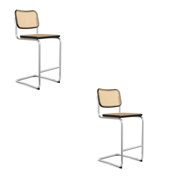 TAKE ME HOME Uppsala 2-Pack Black and Rattan Counter 27-in H Bar Stool