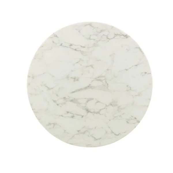 TAKE ME HOME Brett White Faux Marble Round 30 H x 32-in W Fixed Table w/ Brass Pedestal