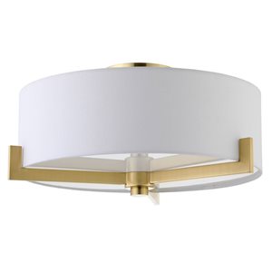 Hailey Home Hamlin 17-in W Brass 2-Light Semi Flush Mount Light w/ Fabric Shade