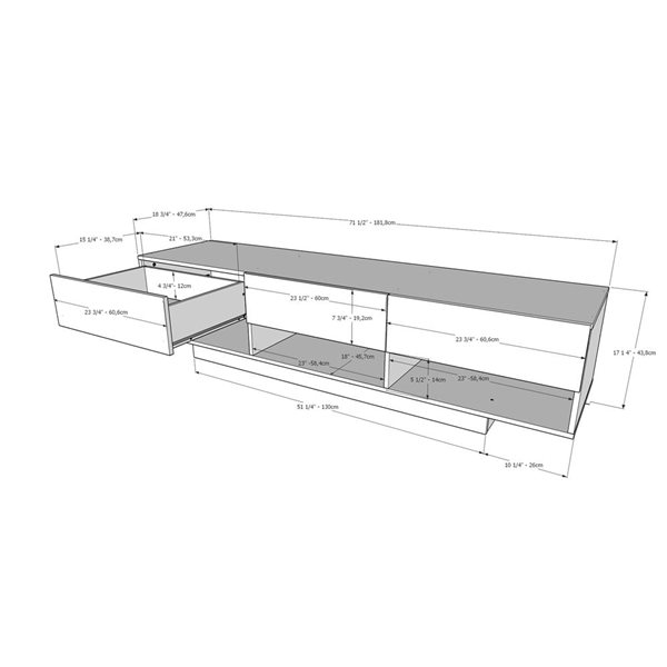 Nexera Rustik 72-in Golden Maple Composite Wood 3-Drawer TV Stand for TVs up to 80-in