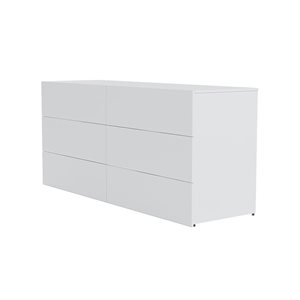 Commode contemporaine à 6 tiroirs Nexera James 59 L. x 18 p. x 26,8 po h. en MDF/panneau de particules blanc