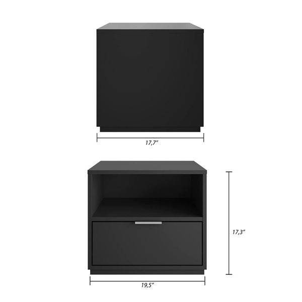 Nexera Hunter Black Composite Contemporary Nightstand