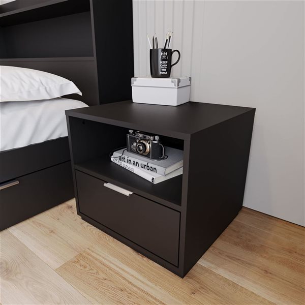 Nexera Hunter Black Composite Contemporary Nightstand