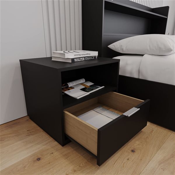 Nexera Hunter Black Composite Contemporary Nightstand