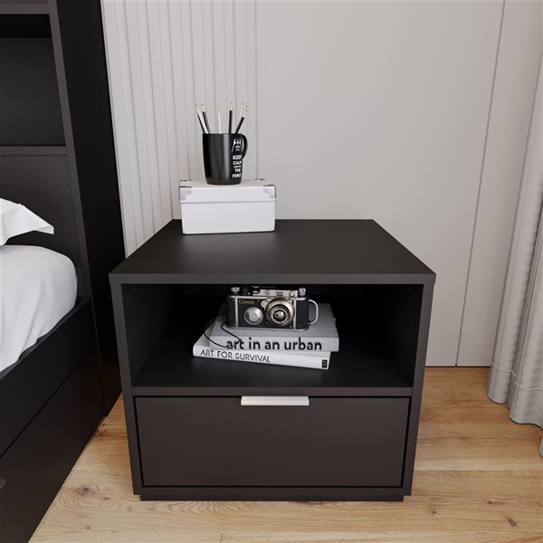 Nexera Hunter Black Composite Contemporary Nightstand