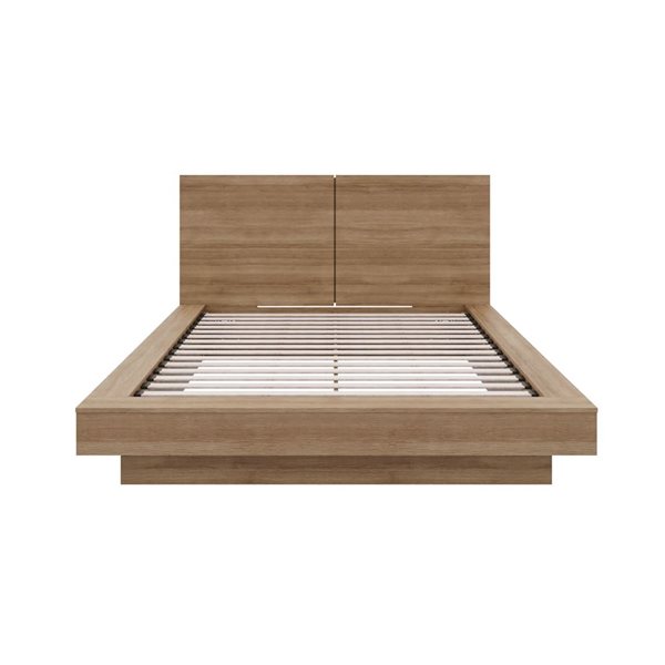 Nexera Napa 71.1 W x 86.2-in L Brown Oak Queen-Size Platform Bed with Headboard